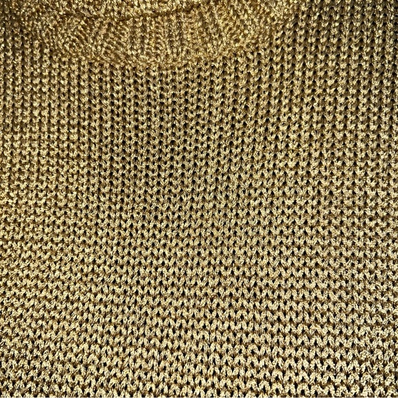 Ralph Lauren Petite Women’s Gold Metallic Fiber Turtleneck 3/4 Sleeve Sweater L - Picture 3 of 13
